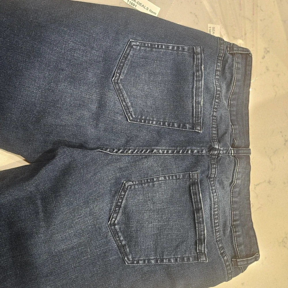 Lane Bryant Jeans Womens 14 Blue Mid Rise‎ Super Stretch Skinny Lace Hem Ankle